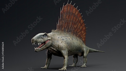 Fotografie Dimetrodon of background. 3d model rendering