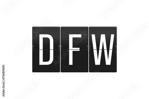 DFW Airport Code on Vintage Split Flap Departure Board, Travel and Aviation Concept, Dallas Fort Worth Airport Sign