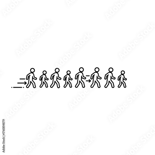 Progression of People Walking in a Line.