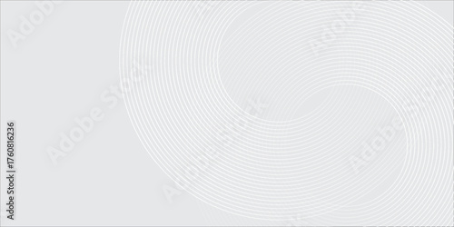 Abstract white glowing geometric lines on gray background. Modern shiny blue circle lines pattern. Futuristic technology concept. Suit for cover, poster, banner, brochure, header, eps10