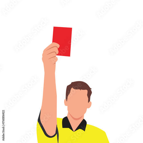 The football referee issued a red card. The referee's decisiveness in leading the match.