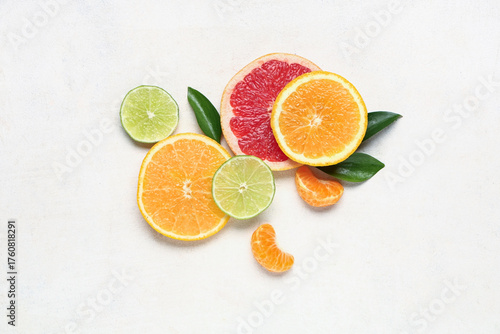 Slices of tasty citrus frui...