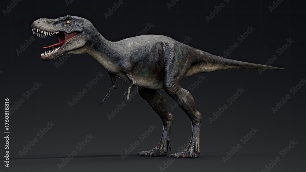 Fototapeta premium Juvenile Tyrannosaurus Rex of background. 3d model rendering