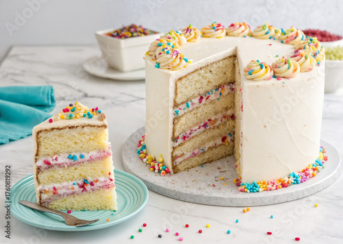 cake, with cake loaf, white icing