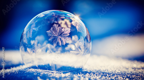 Frozen Bubble with Ice Crystal Pattern