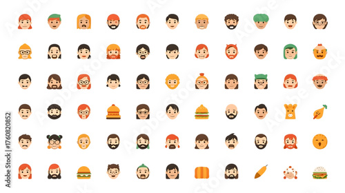 Diverse Set of Avatar and Food Icons