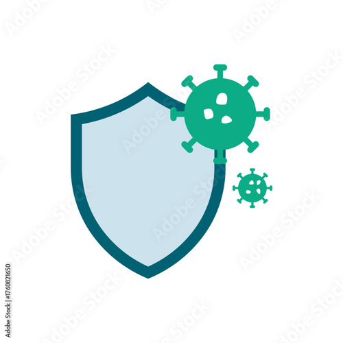 Shield against virus vector. Clean shield with virus particles, great for vaccine, healthcare, and security concepts.