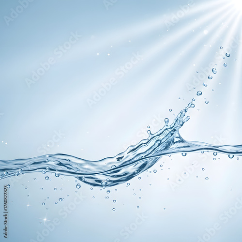 Water splash under Sun Rays