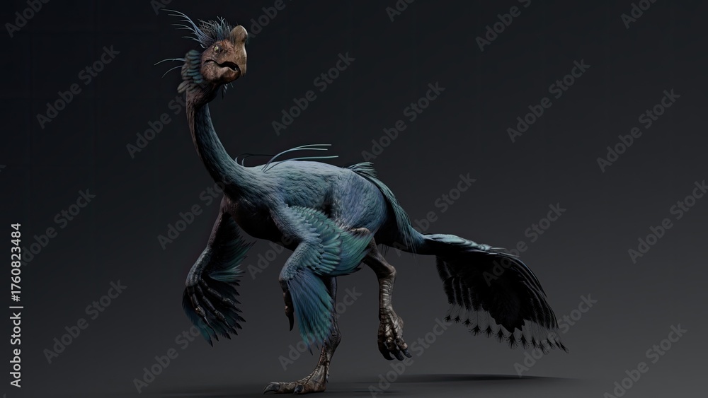 Fototapeta premium Gigantoraptor of background. 3d model rendering