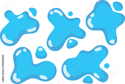 blue water puddle set illustration set