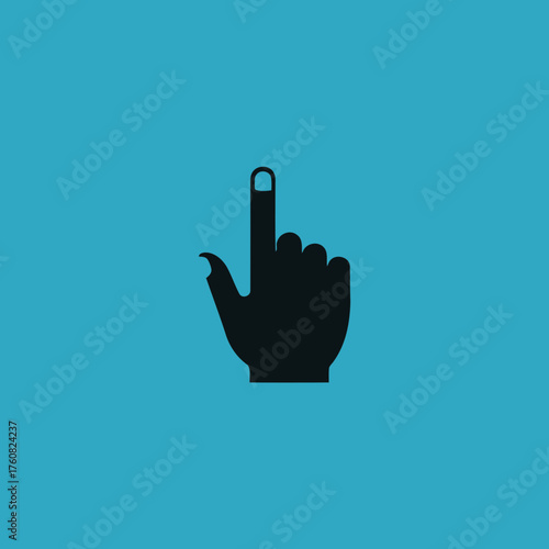 The hand cursor vector icon is a symbol illustration of a human finger pointing up, like a gesture sign for a like concept
