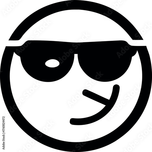 Cool winking emoji with subtle grin and playful expression Line Art Vector illustration