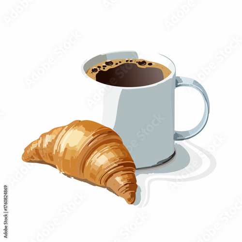 Elegante Kaffeetasse mit Croissant