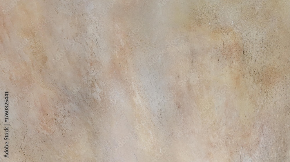 Fototapeta premium close up of a textured surface resembling weathered marble or stone, featuring a blend of soft beige, light brown, and gray tones. The surface is marked with subtle cracks and scratches.