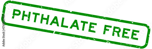 Grunge green phthalate free word square rubber seal stamp on white background