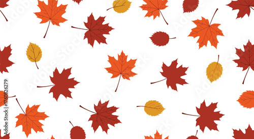 Falling leaves in autumn season with vibrant colors.