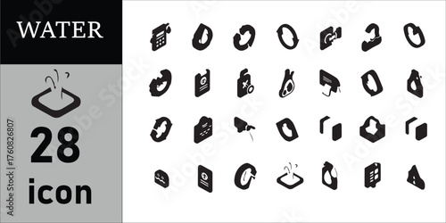 Isometric Leaf Nature Icon Set Black Silhouette Collection 28 Eco Plant Symbols Vector Illustration