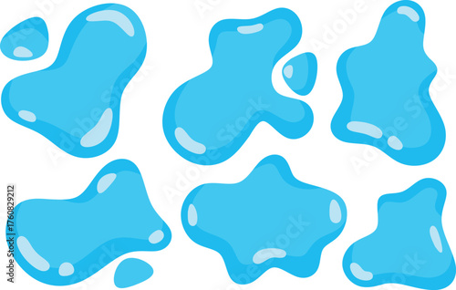 blue water puddle set illustration set
