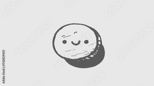 Cute happy smiling cartoon character illustration with a friendly round face and cheerful expression, simple graphic design.