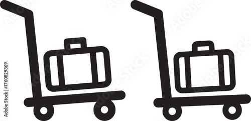 Two luggage carts with suitcases silhouette