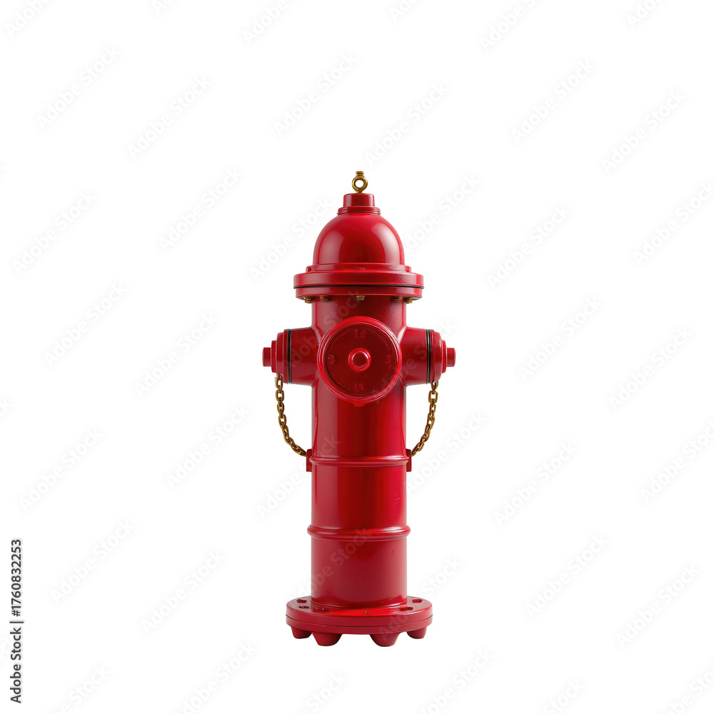 Fototapeta premium Bright Red Fire Hydrant Standing Proudly on a Sidewalk