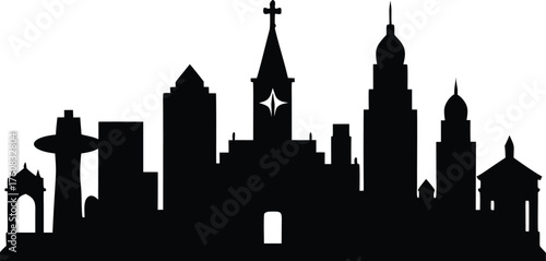 New Orleans skyline silhouette with iconic buildings, New Orleans Louisiana Skyline Illustration. NOLA Skyline Vector Art