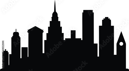 New Orleans skyline silhouette with iconic buildings, New Orleans Louisiana Skyline Illustration. NOLA Skyline Vector Art