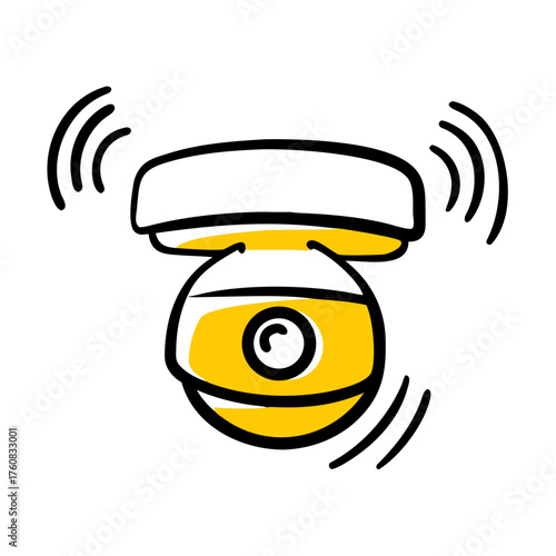 Security camera with sound waves indicating surveillance in a modern style