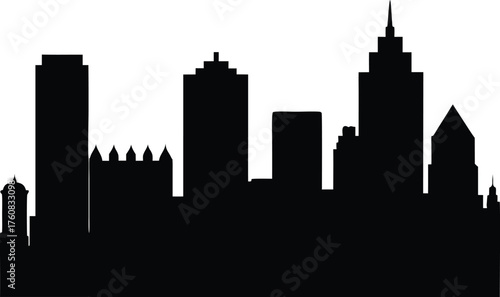 Charlotte skyline horizontal banner. Black and white silhouette of Charlotte, North Carolina Vector. Charlotte North Carolina Skyline Vector Silhouette Illustration