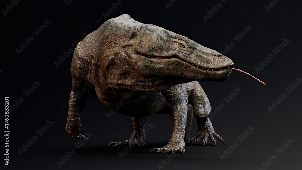Obraz premium Megalania of background. 3d model rendering