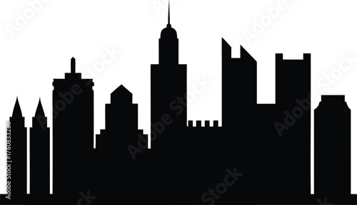Charlotte skyline horizontal banner. Black and white silhouette of Charlotte, North Carolina Vector. Charlotte North Carolina Skyline Vector Silhouette Illustration
