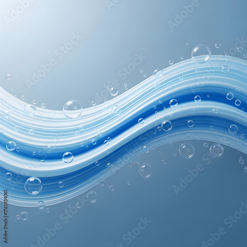 Abstract Water Wave with Bubbles in Blue Shades