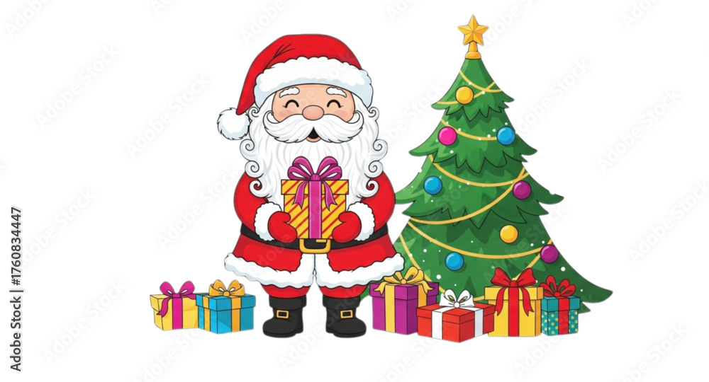 Fototapeta premium santa claus and christmas tree