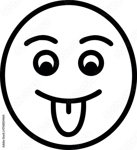 Funny face with tongue sticking out sideways Line Art Vector illustration
