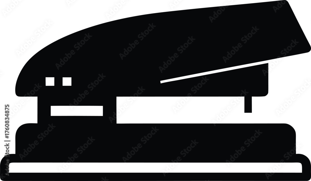 Obraz premium Stapler Silhouette Vector Illustration. Black Stapler Silhouette. Minimalist Office Vector Graphic