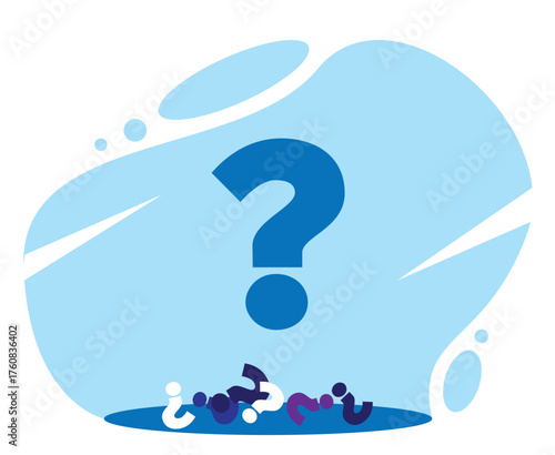 Many Question Marks Solving a Problem Idea. Difficult situation and problem solving concept vector art