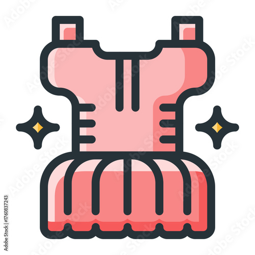 Fashion Dress Icon Colored Outline Style
