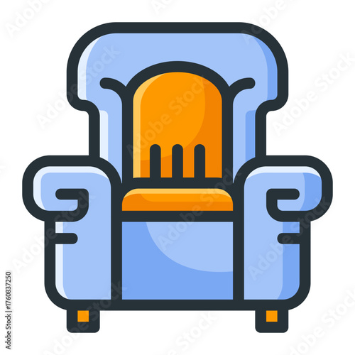 Sofa Icon Colored Outline Style