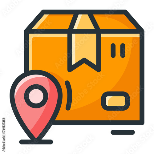 Package Delivery Icon Colored Outline Style