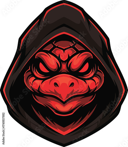 Turtle Mascot Logo | Clean Flat Vector Illustration | Hooded Animal Emblem Design