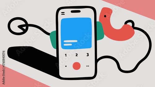 Colorful illustration of a smartphone. App. Password. 