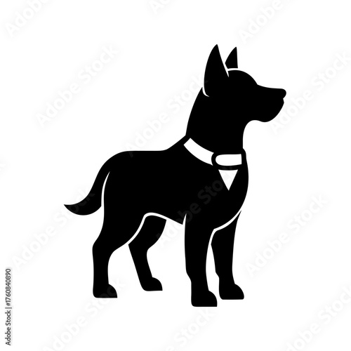 Silhouette of a guard dog standing proudly in a minimalist style
