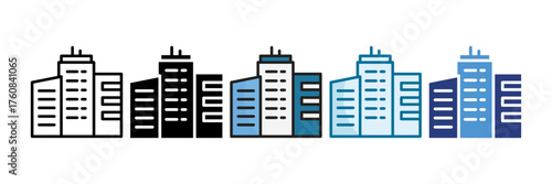 Skyscraper Icon Set Multiple Style Collection