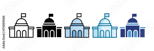 Government Building Icon Set Multiple Style Collection