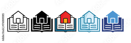 Library Icon Set Multiple Style Collection