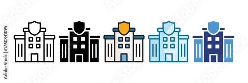 Police Station Icon Set Multiple Style Collection
