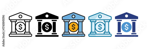 Bank Icon Set Multiple Style Collection