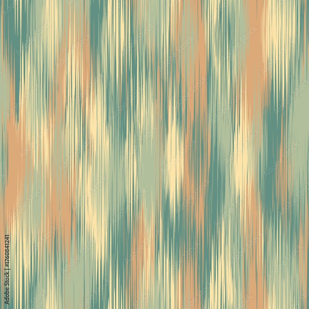 Obraz premium Meadowwoven Calm: Vertical Ikat Texture in Muted Green, Beige, and Blue Brushstrokes