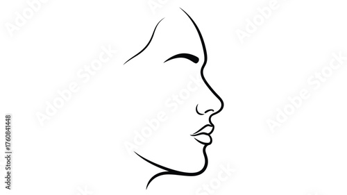 Womans face in profile simple line drawing isolated illustration beauty and fashion projects