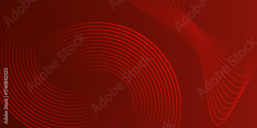 Red Abstract Wave Lines Background with Circular Gradient Flow